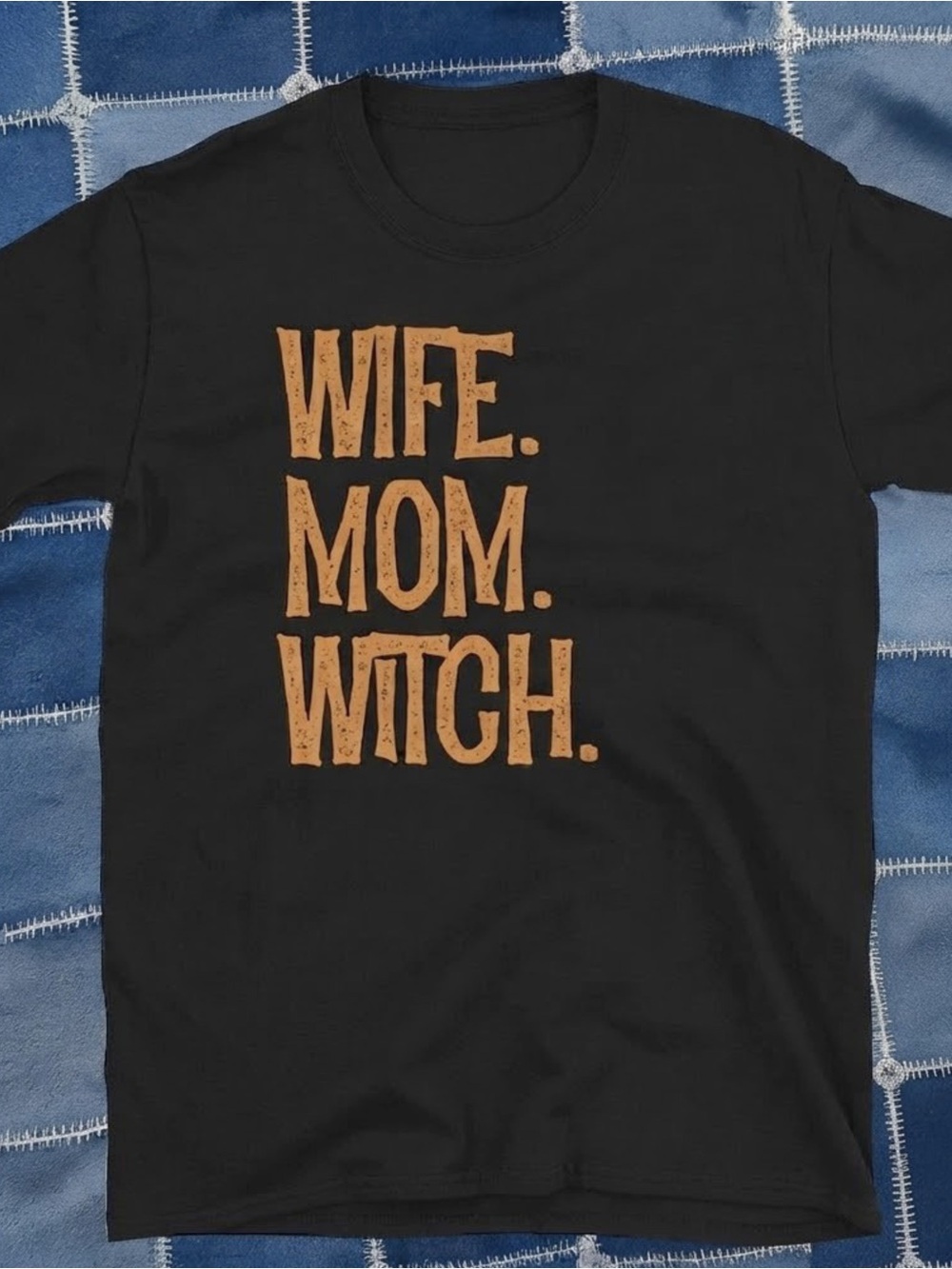 Wife Mom Witch Halloween Graphic Tee in Black and Orange